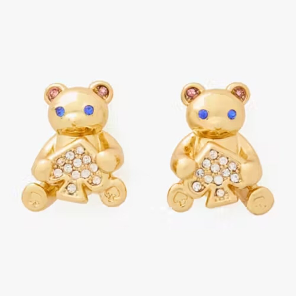 kate spade Oh What Fun Spade Teddy Bear Studs/NWT